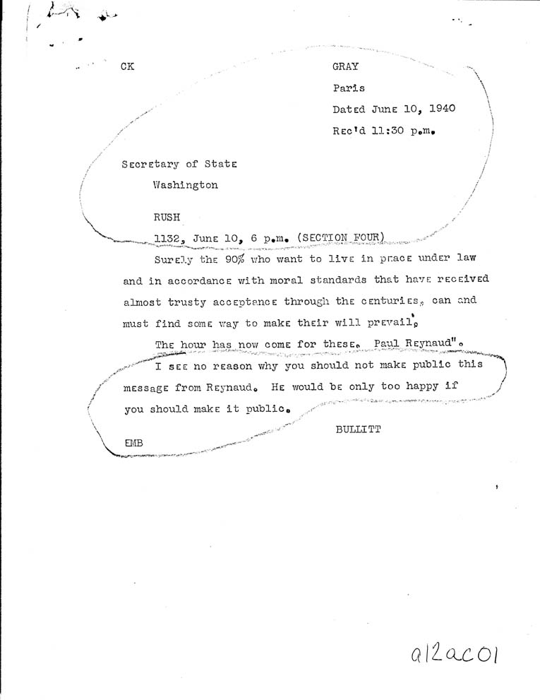 [a12ac01.jpg] - FDR to Bullitt 6/10/40