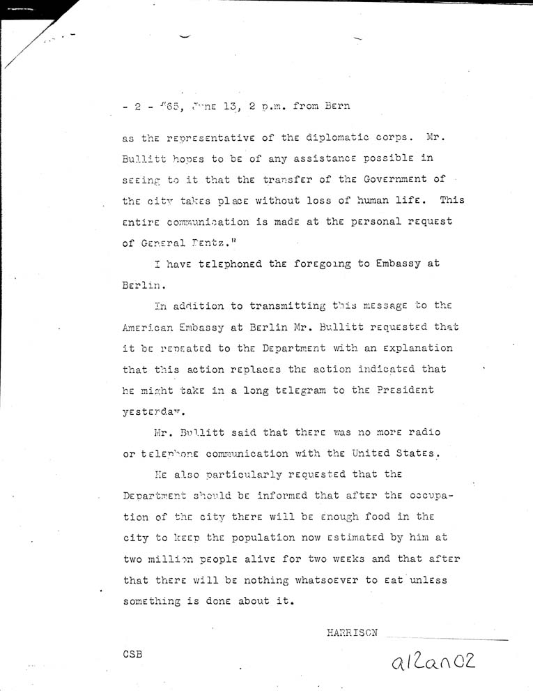 [a12an02.jpg] - Secretary of State to Bullitt 6/13/40