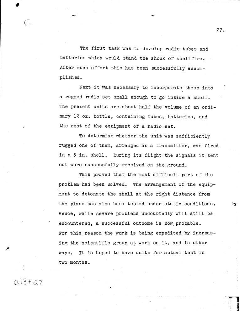 [a13f27.jpg] - Report of the National Defense Research Committee-6/27/40-6/28/42