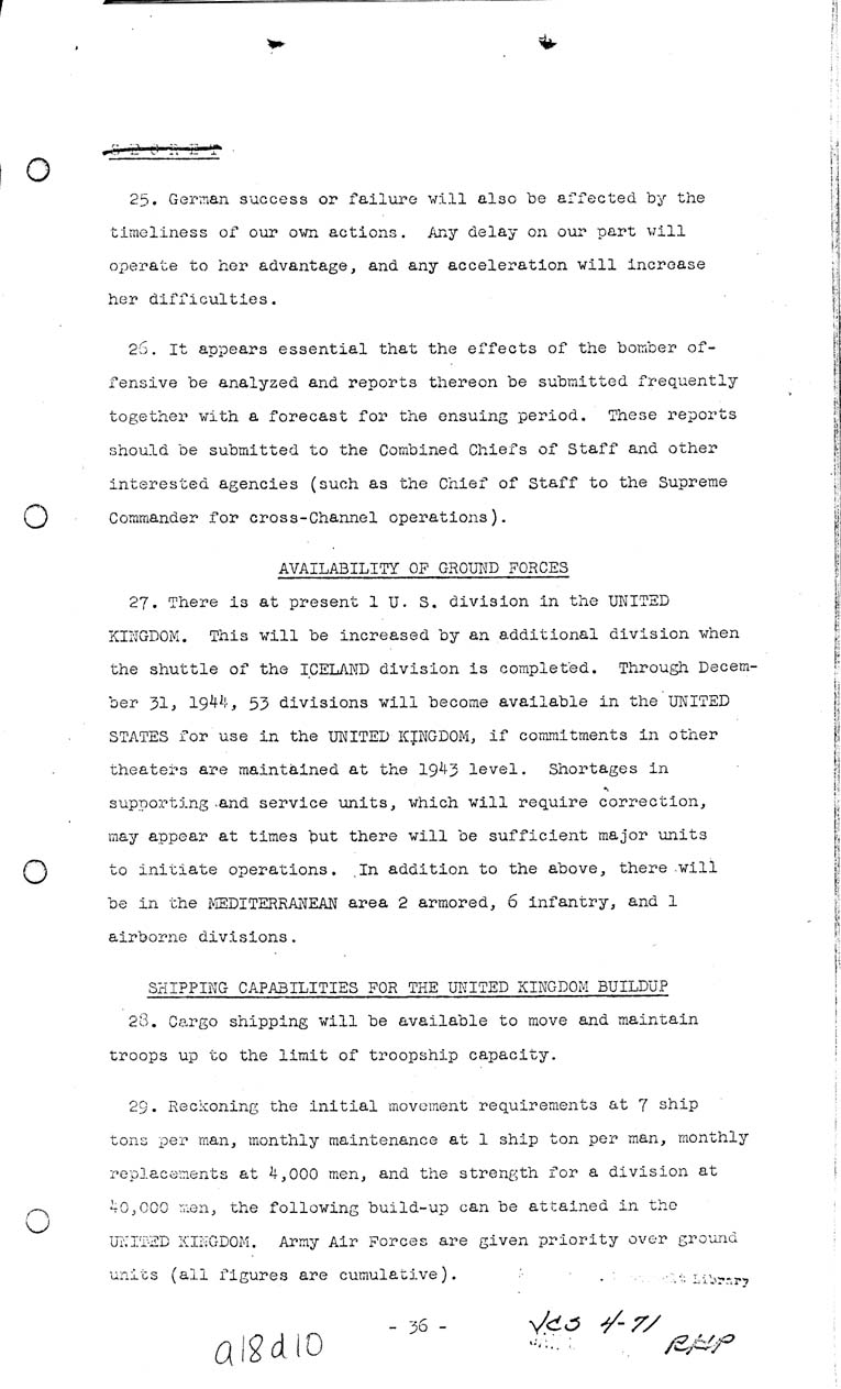 [a18d10.jpg] - Joint Chiefs of Staff, Invasion of the European Continent From The United Kingdom in 1943-1944 (J.C.S. 291/1) May 8, 1943