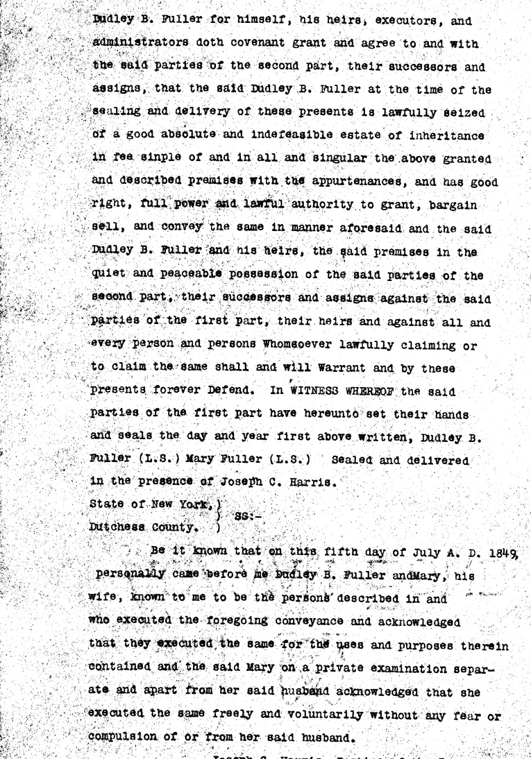 [a901ab03.jpg] - Deed between Dudley fuller and Mary his wife and Hudson river railroad co, July 5, 1849