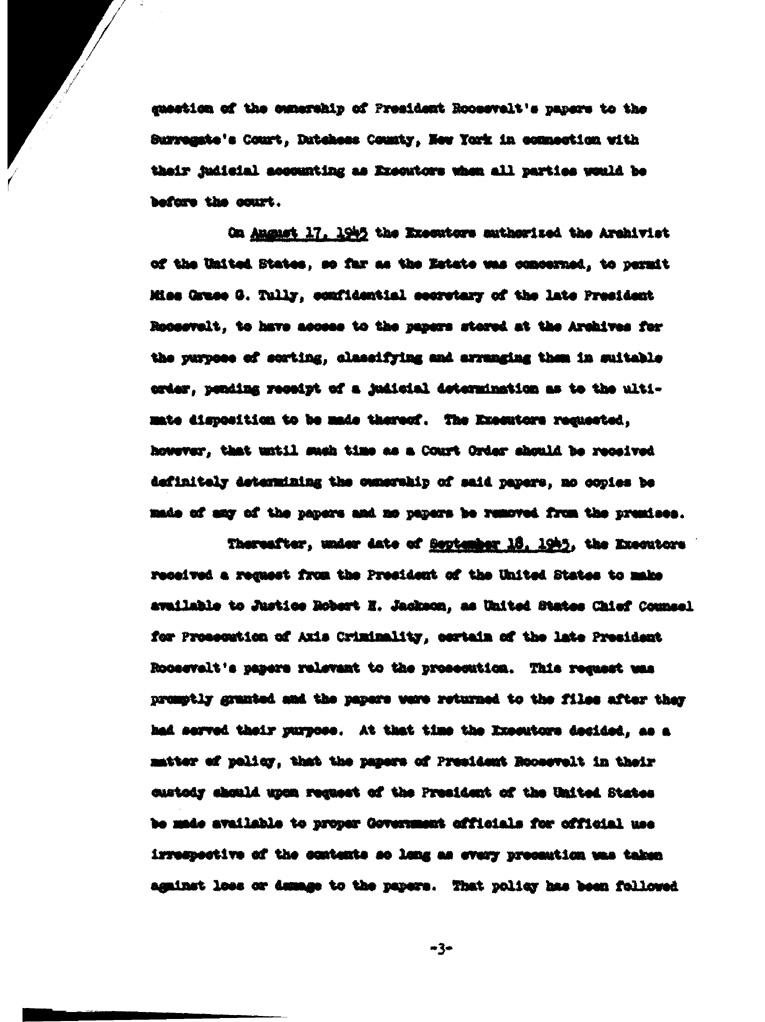 [a901bf03.jpg] - Statement of regards of F.D.R.'s paper that President Truman put aside