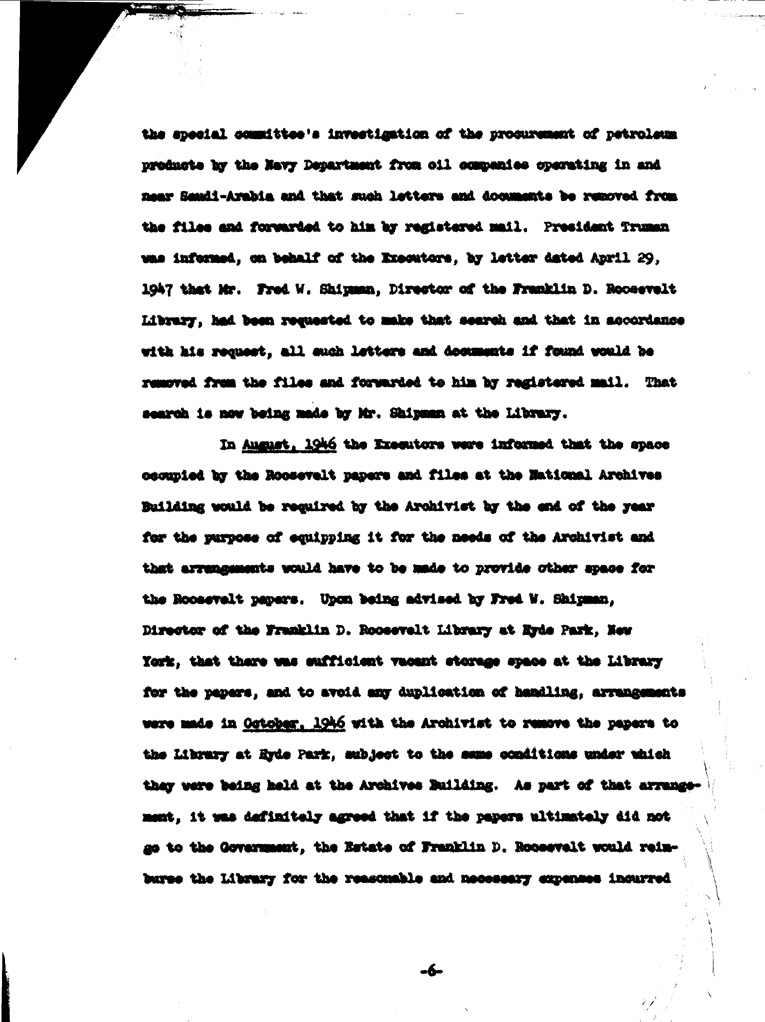 [a901bf06.jpg] - Statement of regards of F.D.R.'s paper that President Truman put aside