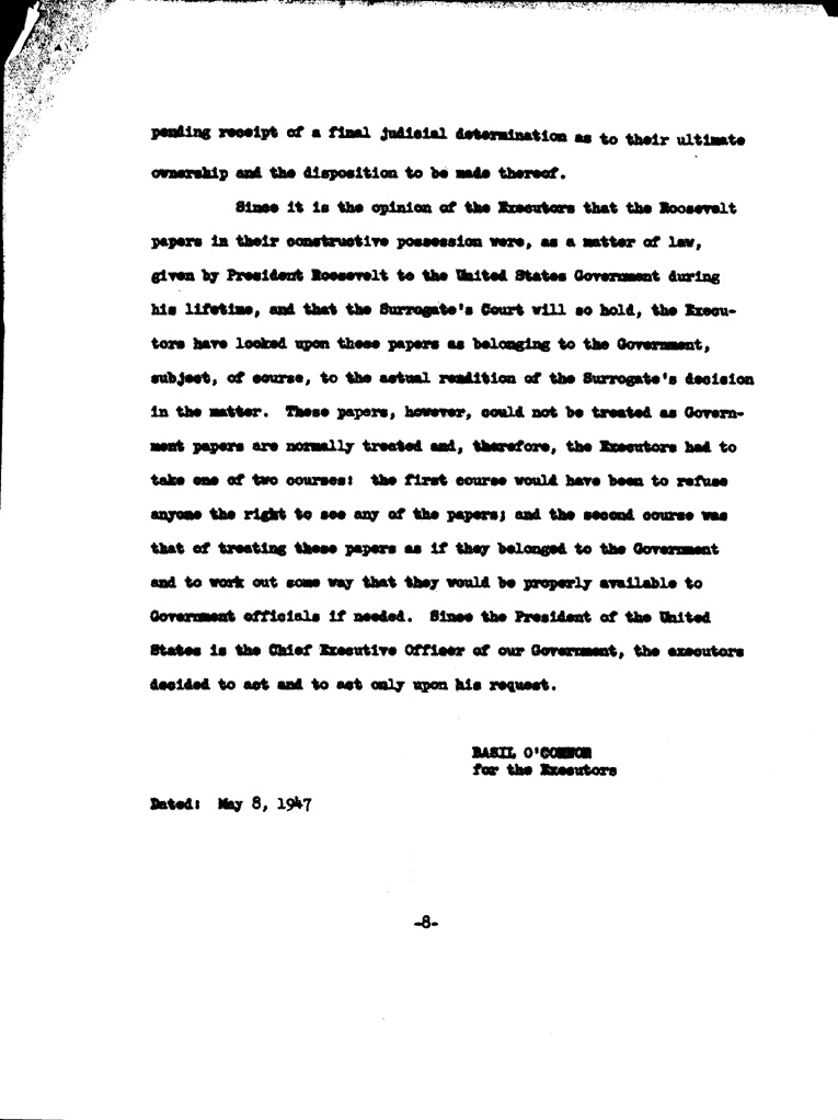 [a901bf08.jpg] - Statement of regards of F.D.R.'s paper that President Truman put aside