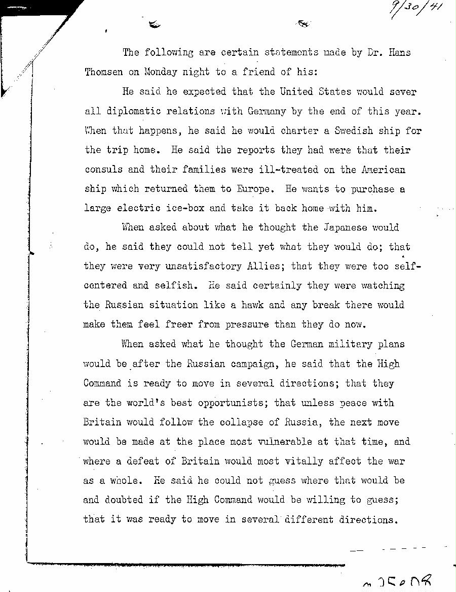 [a25e08.jpg] - W.D. Whitney to FDR 10/1/41