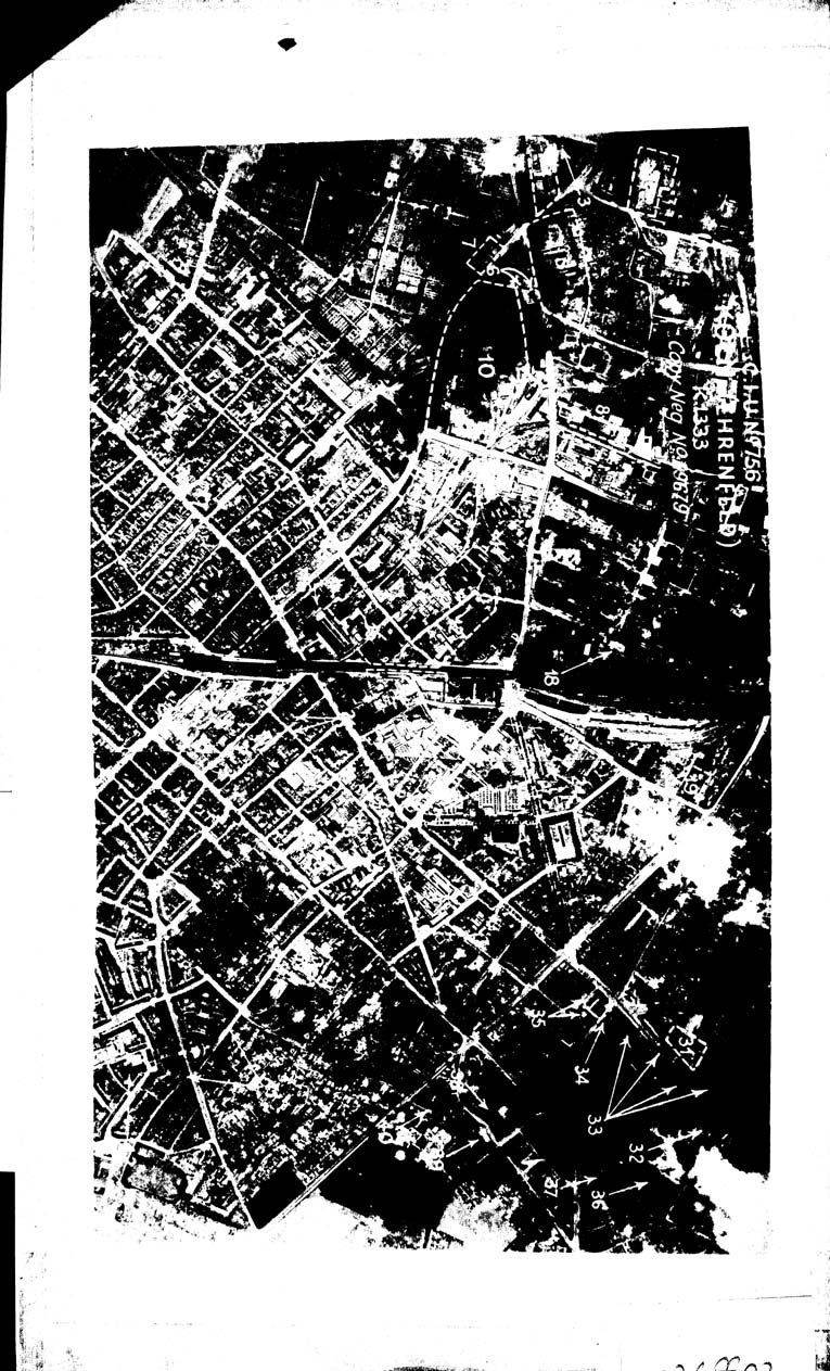 [a26ff02.jpg] - MAP SHOWING C.I.U. DAMAGE PLOT COLOGNE NO.1 RESULT OF RAID 30/31.4.42    PAGE- 2