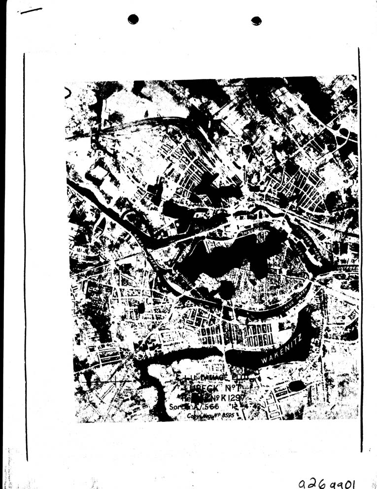 [a26gg01.jpg] - MAP SHOWING C.I.U. DAMAGE PLOT - NEG NO - A/566.IPRU.12.4.42.F/36  PAGE - 1