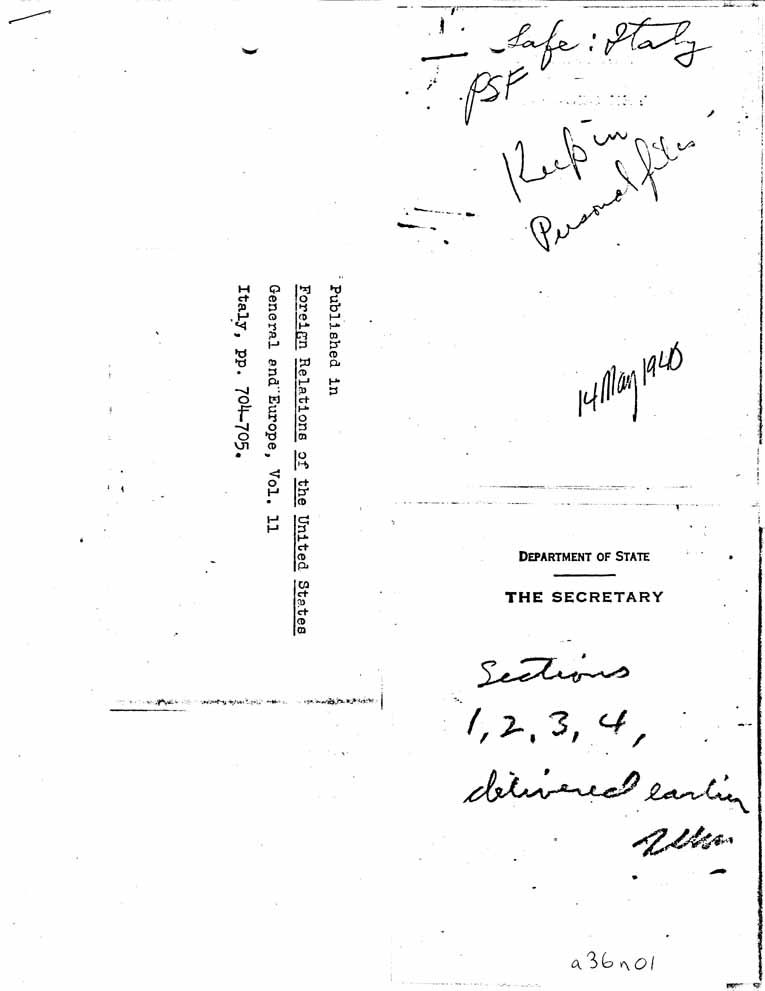 [a36n01.jpg] - Draft-Roosevelt-->Mussolini-May 14, 1940