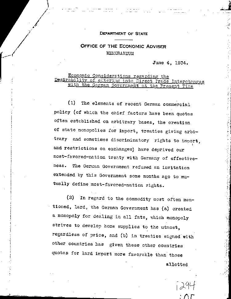 [a294i05.jpg] - Memorandum from the Office of the Economic Adviser 6/4/34