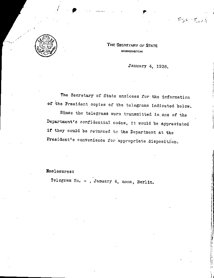 [a300a02.jpg] - note from Sec of State 1/4/36