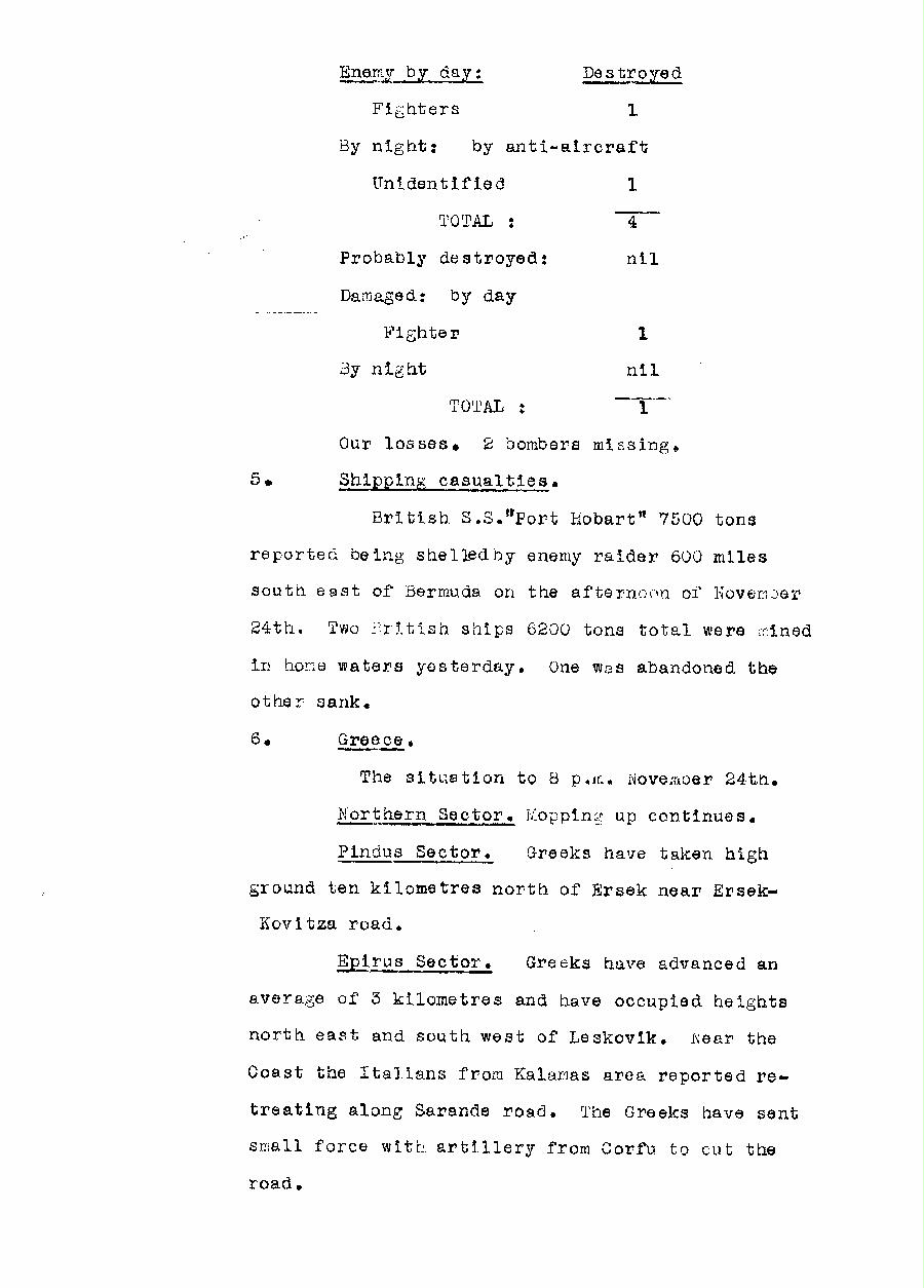 [a310x03.jpg] - Telegram dispatched from London re:military situation. 9/25/40 - Page 2