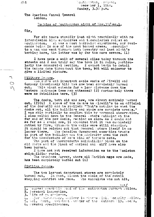 [a311r05.jpg] - Embassy report on Bomb damages in English cities 12/6/40