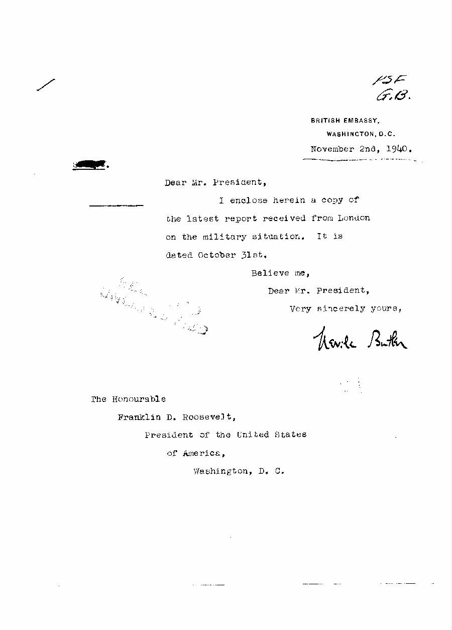 [a313a01.jpg] - Cover letter,Butler--> FDR 11/2/40