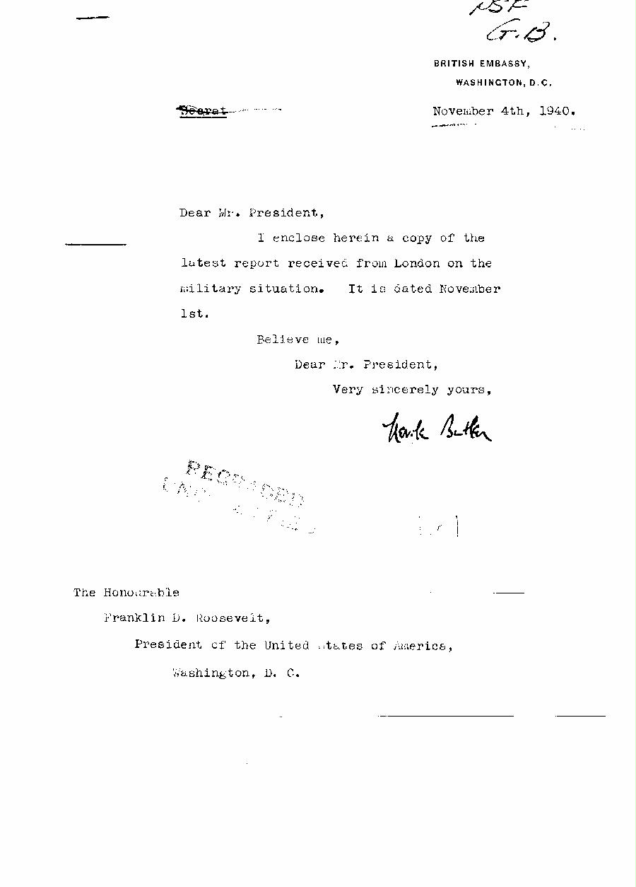 [a313b01.jpg] - Cover letter,Butler--> FDR 11/4/40