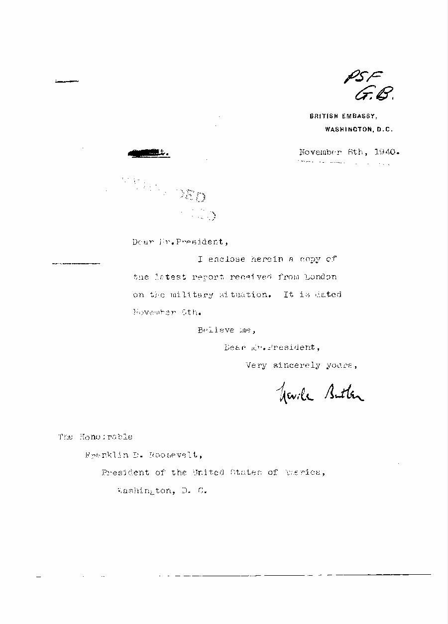 [a313h01.jpg] - Cover letter,Butler--> FDR 11/8/40