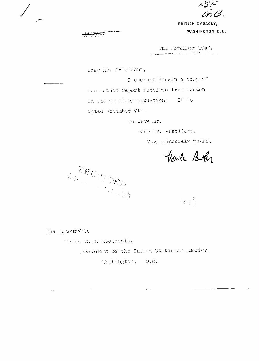 [a313i01.jpg] - Cover letter,Butler--> FDR 11/9/40