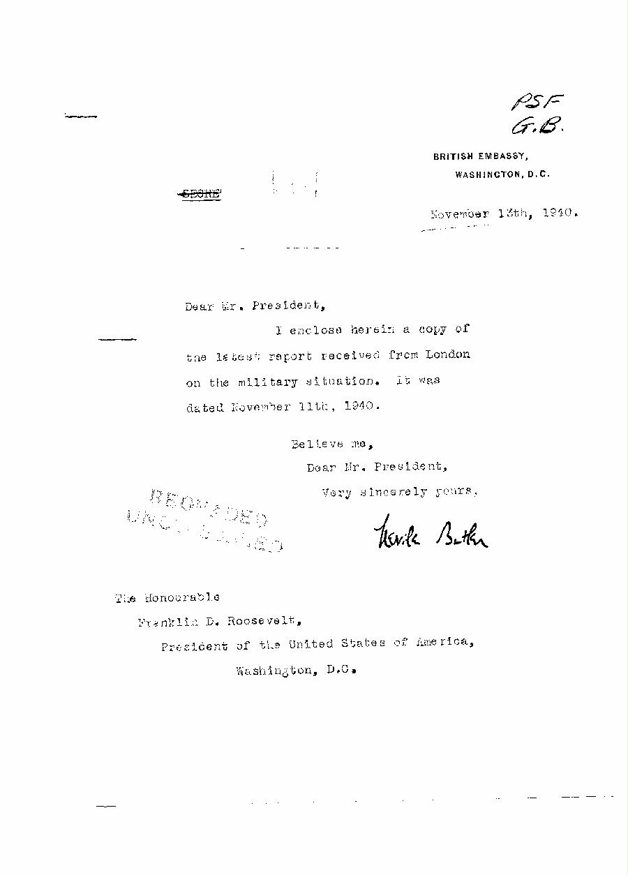 [a313k01.jpg] - Cover letter,Butler--> FDR 11/13/40