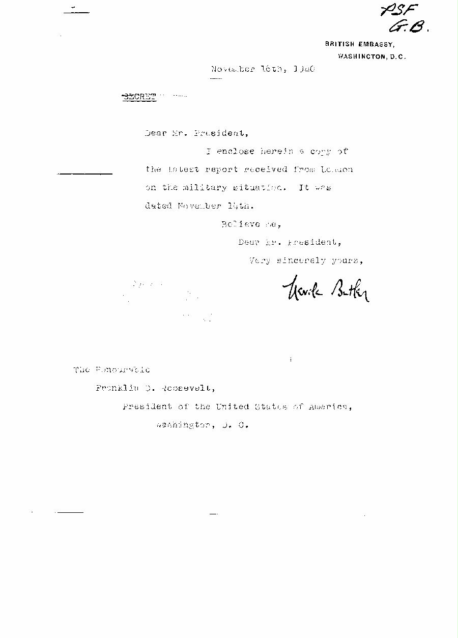 [a313n01.jpg] - Cover letter,Butler--> FDR 11/16/40