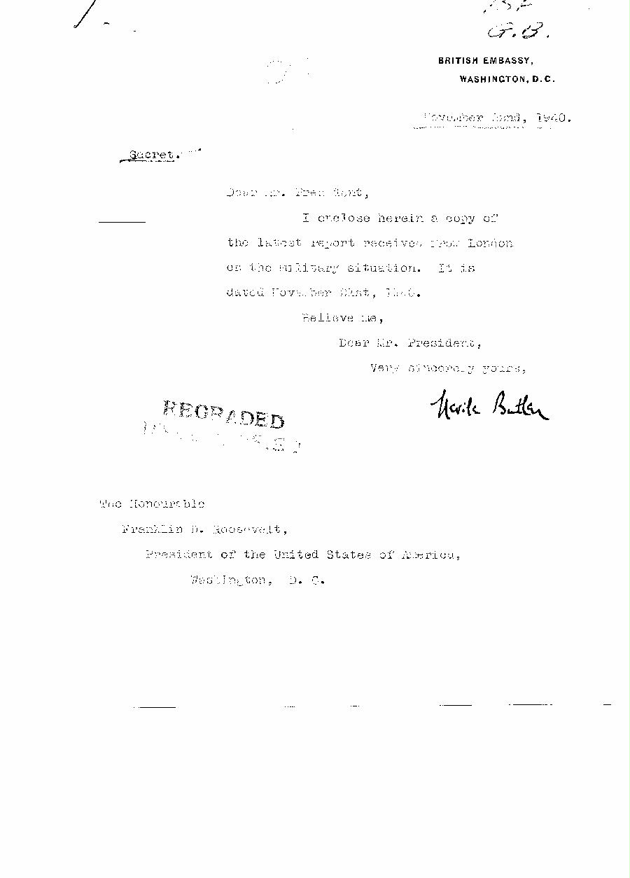 [a313s01.jpg] - Cover letter,Butler--> FDR 11/22/40