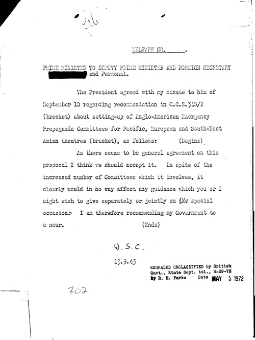 [a334z02.jpg] - Churchill-->Deputy Prime Minister and Foreign Secretary 9/13/43