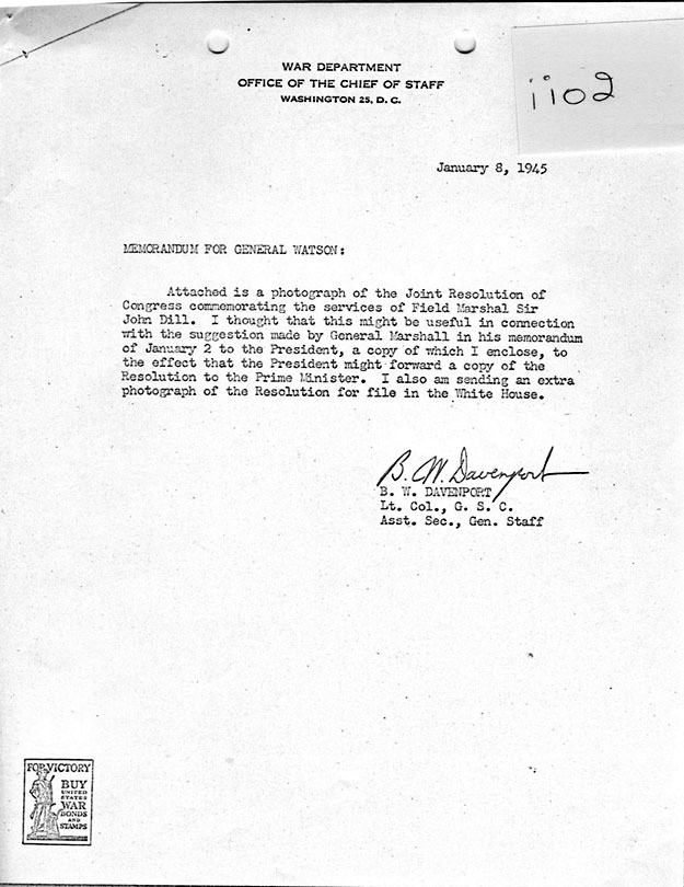 [a335ii02.jpg] - Memorandum B.W. Davenport --gt; Gen. Watson 1/8/45