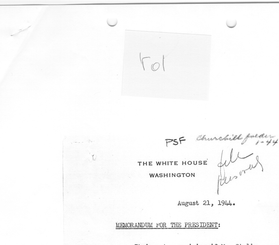 [a335r01.jpg] - Memorandum E.R. -->FDR 8/21/44