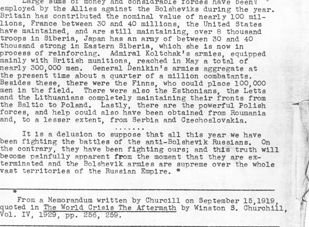 [a335r02.jpg] - Memorandum written by Winston Churchill 9/15/19 quoted in 