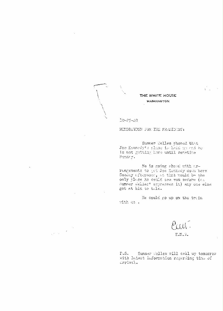 [a340ee01.jpg] - Memo: Watson-->FDR  10/25/40