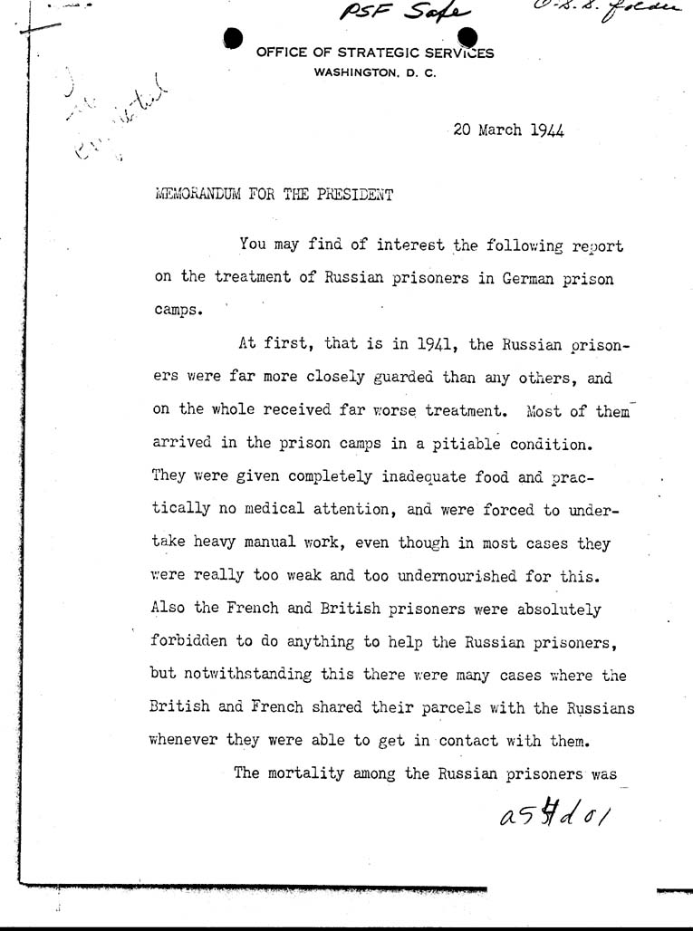 [a54d01.jpg] - Memorandum, Donovan-->President-March 20, 1944