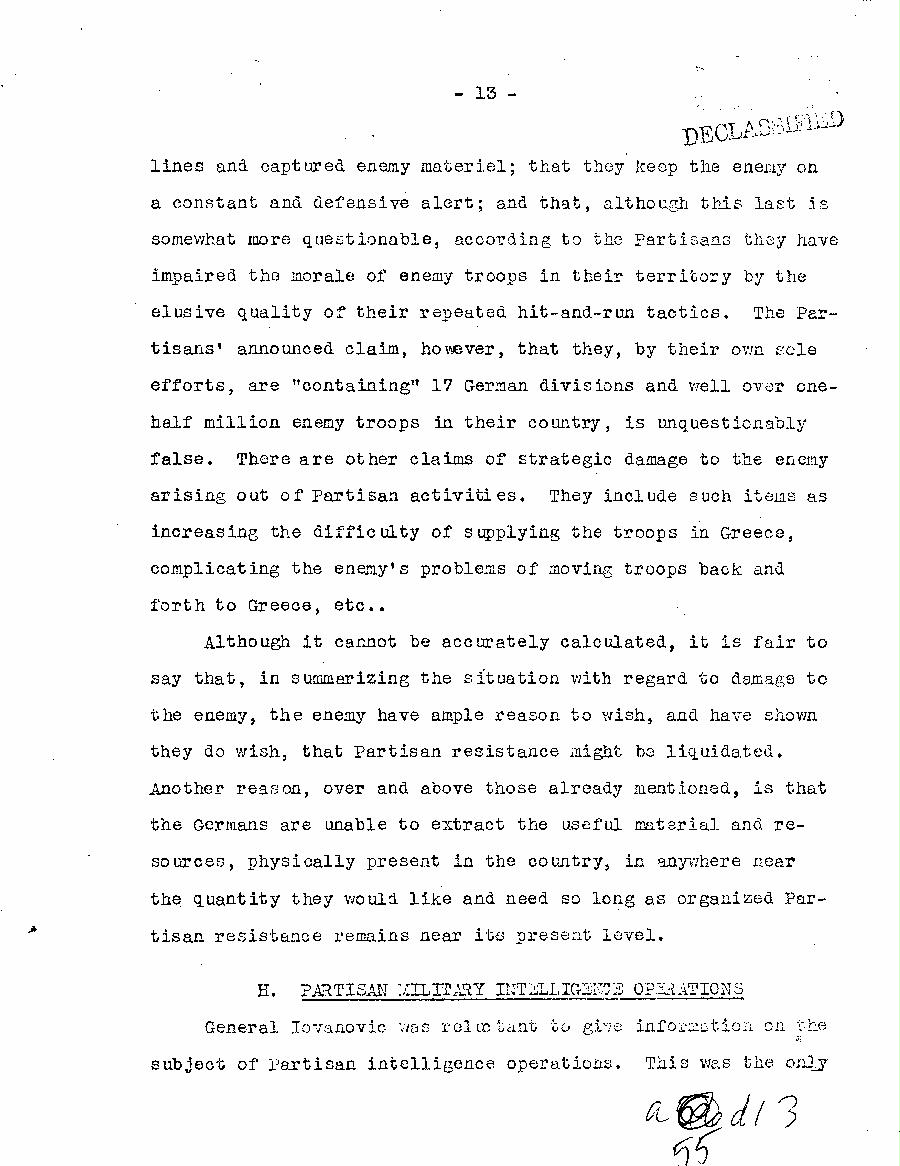 [a55d13.jpg] - Report of Major Weil on this Experience with the Partisans in Jugoslavia