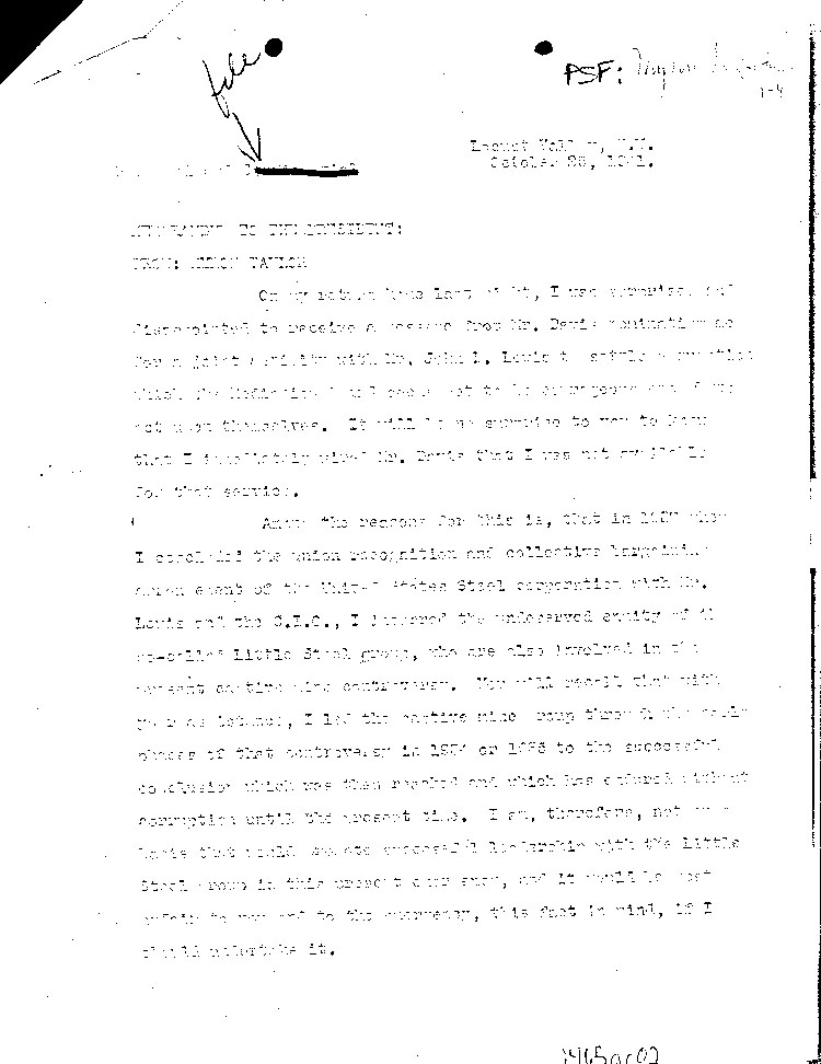 [a465ac02.jpg] - Memorandum for the President from Taylor 10/25/41