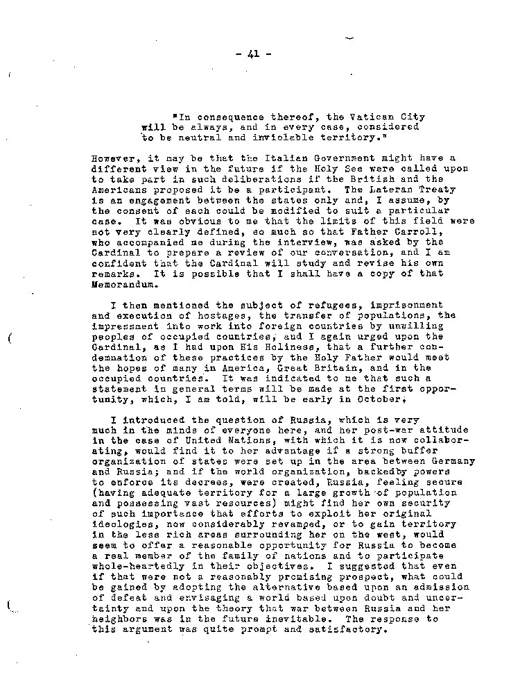 [a467q05.jpg] - Memorandum of Conference Between The Cardinal Secretary of State and Myron Taylor 9/25/42