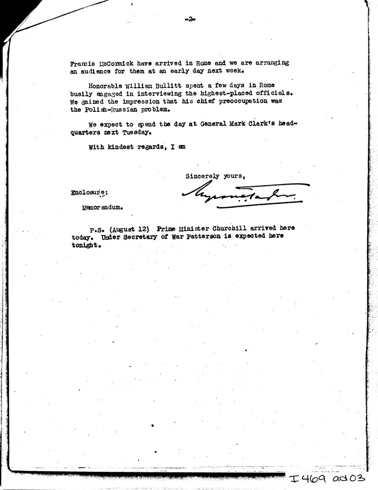 [a469ad03.jpg] - Memo: FDR -->Secretary of State               8/18/44