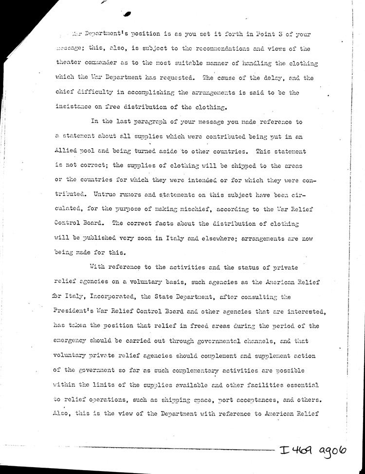 [a469ag06.jpg] - Memo: Secretary of War --> FDR               8/26/44