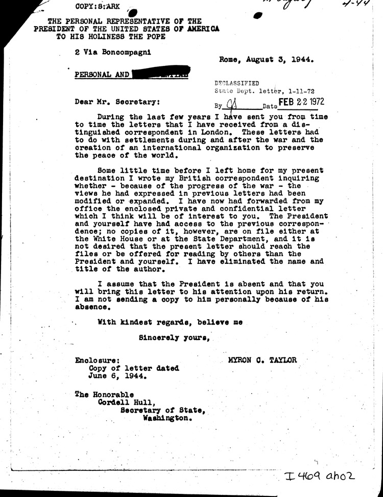 [a469ah02.jpg] - Memo: Taylor --> Mr. Secretary               8/3/44