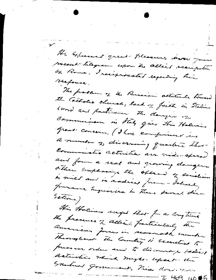 [a469u05.jpg] - Memo: Letter from Myron Taylor          7/8/44