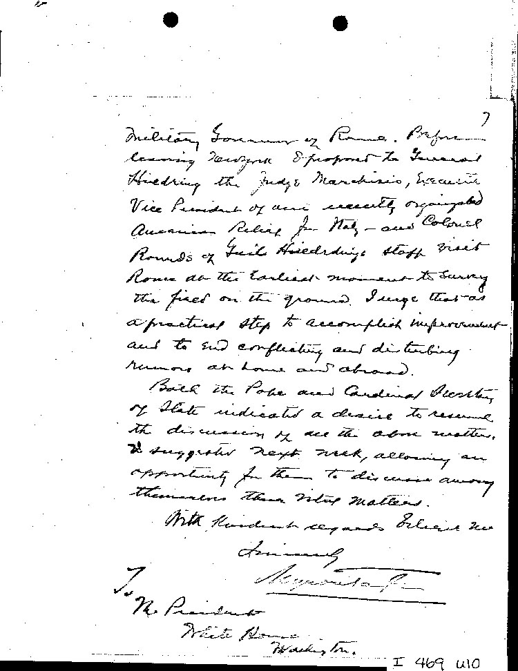 [a469u10.jpg] - Memo: Letter from Myron Taylor          7/8/44