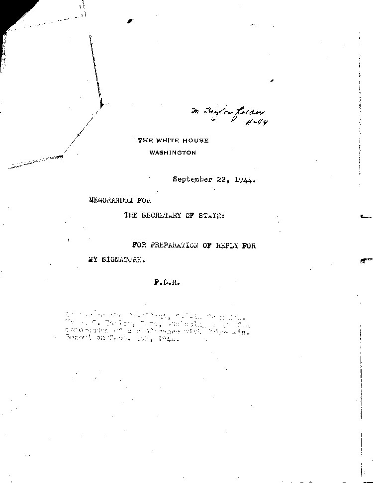 [a470n12.jpg] - Memorandum for the Sec of State 9/22/44