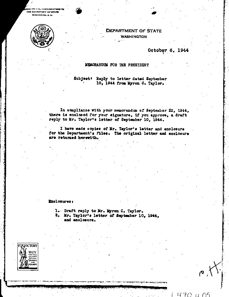 [a470u05.jpg] - Memorandum for the President 10/6/44