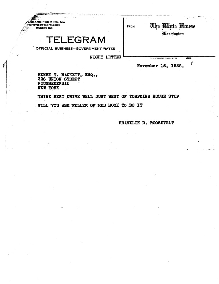 [a908cr01.jpg] - Memo for Hackett from FDR November 2, 1938