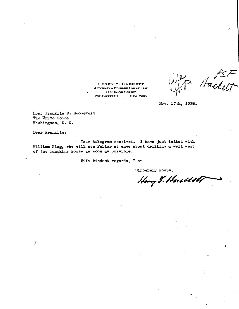 [a908cv01.jpg] - Memo to Hackett from FDR November 17, 1938