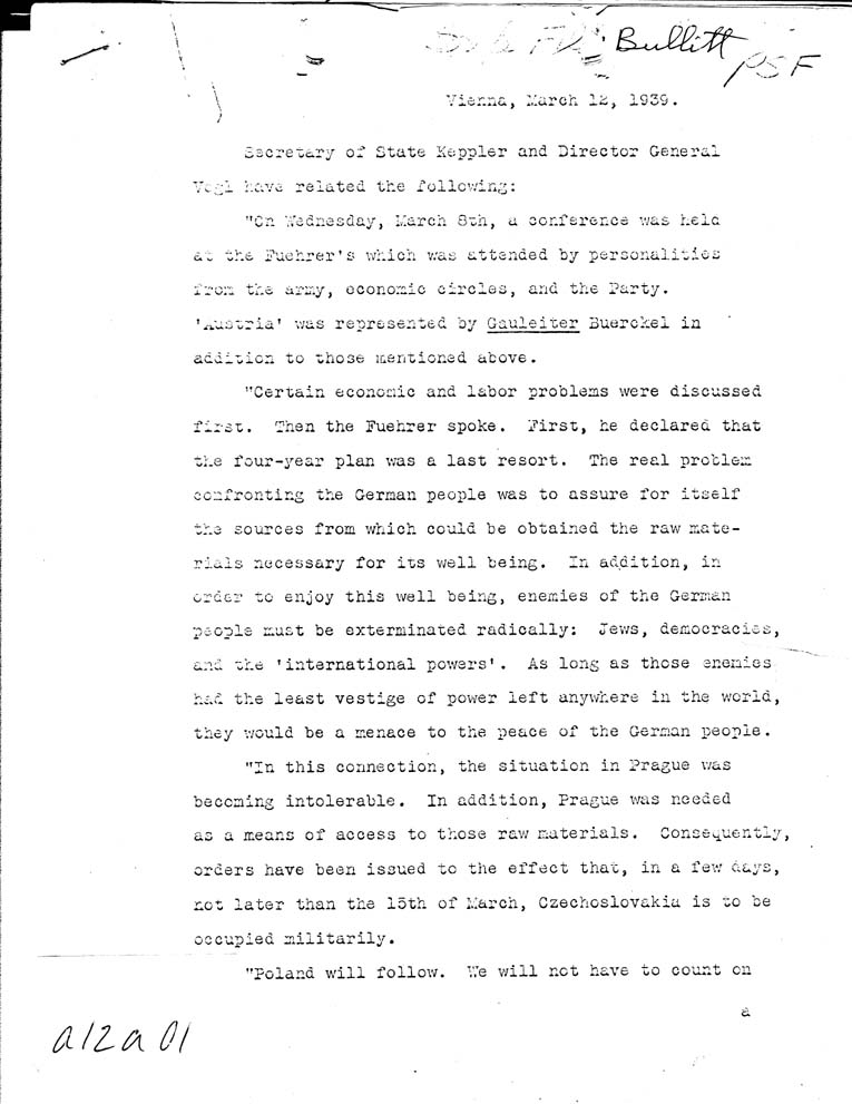 [a12a01.jpg] - from Secretary of State Kepler & Director Gen. Vogel-3/12/39