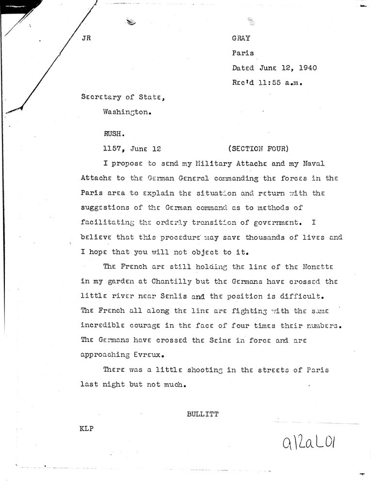 [a12al01.jpg] - FDR to Bullitt 6/12/40