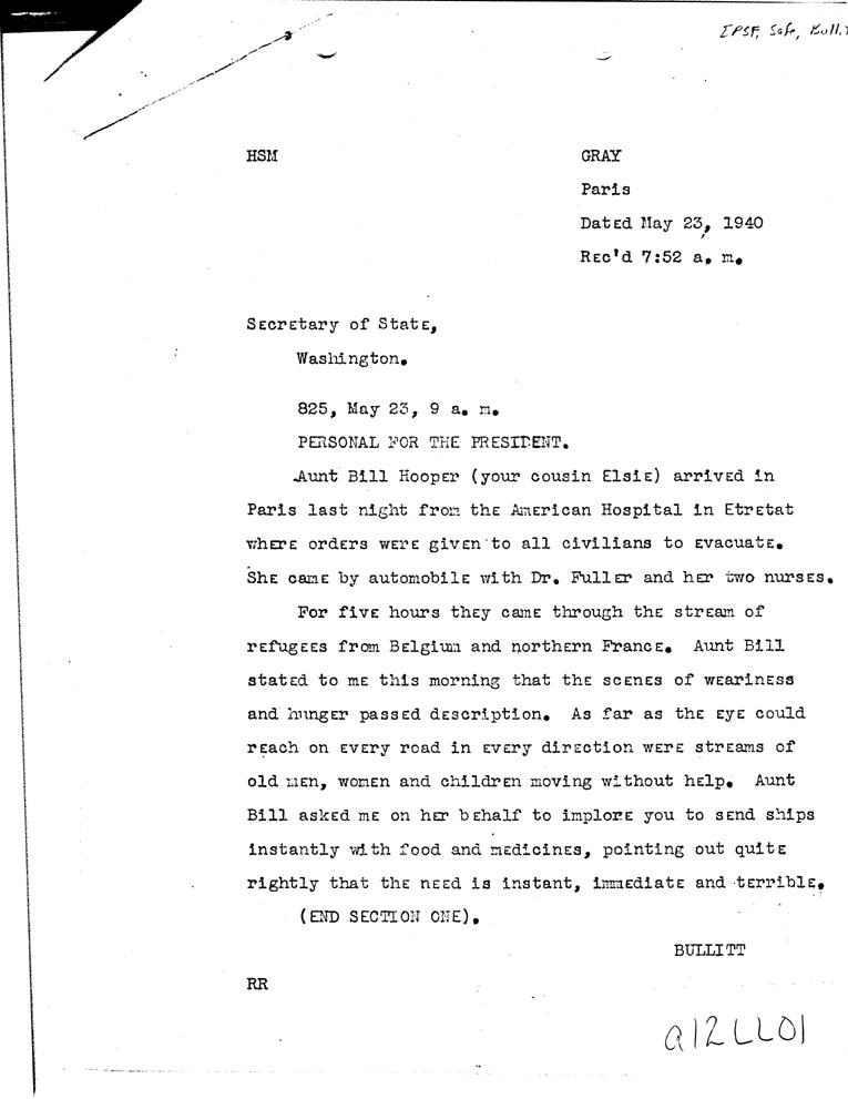 [a12ll01.jpg] - FDR to Bullitt 5/23/40