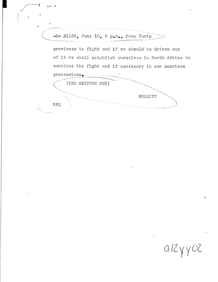 [a12yy02.jpg] - FDR to Bullitt 6/10/40