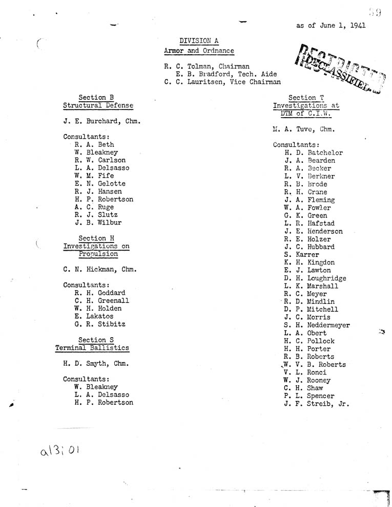 [a13i01.jpg] - Division A: Armor and Ordinance-6/1/41