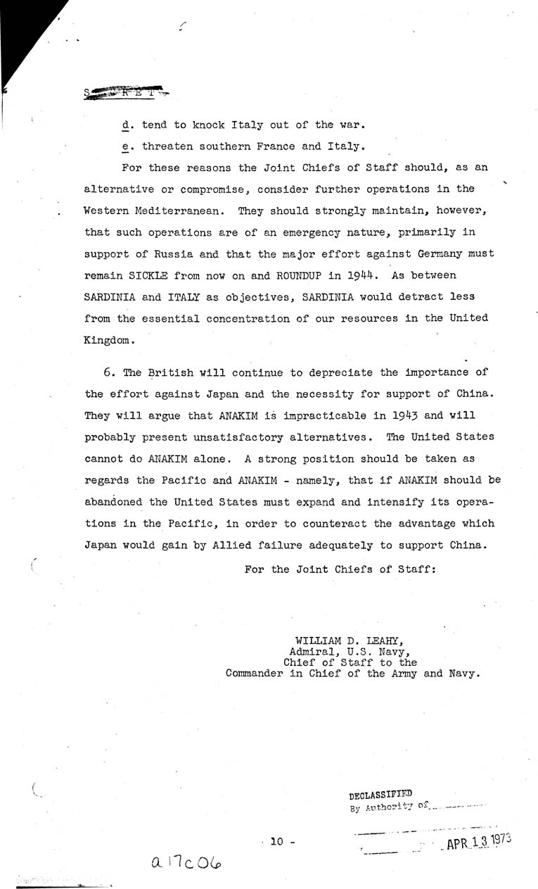 [a17c06.jpg] - Recommended Line of Action at coming conference 5/8/43