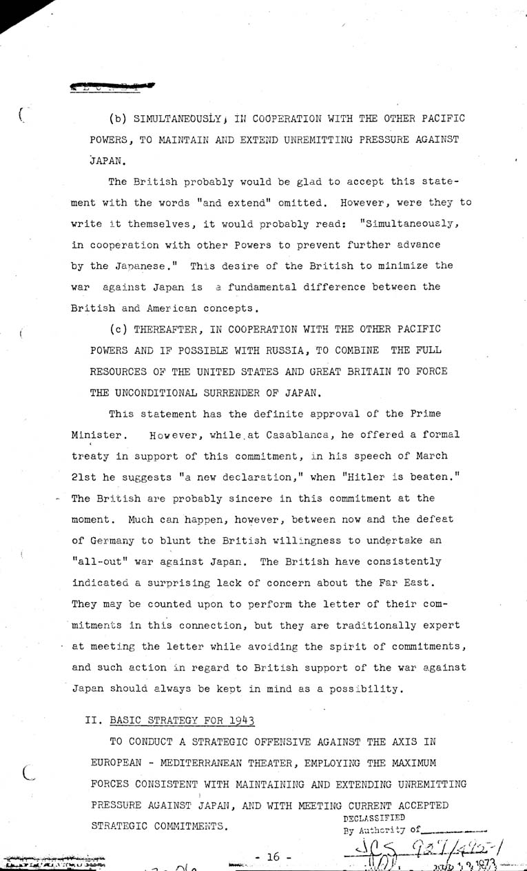 [a17e06.jpg] - Current British Policy and Strategy in Relationship to U.S. 5/8/43