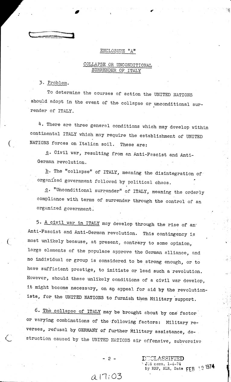 [a17i03.jpg] - Collapse or unconditional surrender of Italy 5/11/43