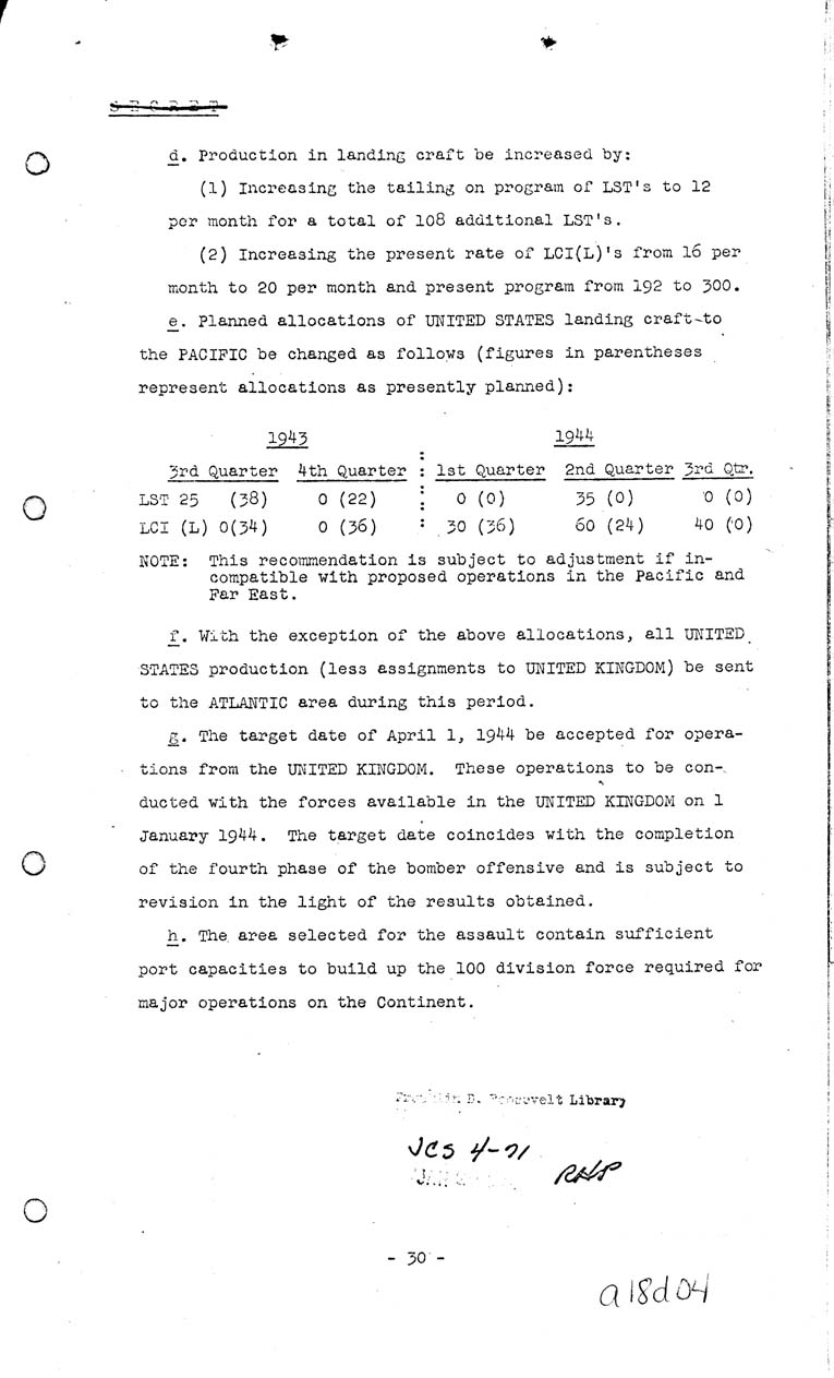 [a18d04.jpg] - Joint Chiefs of Staff, Invasion of the European Continent From The United Kingdom in 1943-1944 (J.C.S. 291/1) May 8, 1943